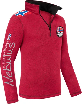 Zdjęcie produktu dla Nebulus polarowy sweter męski FLAGSTER, ciepły polarowy sweter, sweter z polaru z zamkiem błyskawicznym, P5950 - mężczyźni, czerwony cętkowany, XL