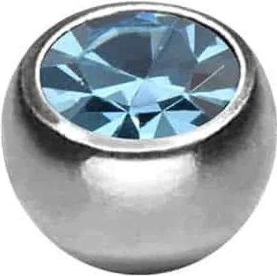 Produktbild von Titan Schraubkugel KRISTALL Silber | Kristall: Hellblau Gewinde: 1,6mm | Kugelgröße: 3mm