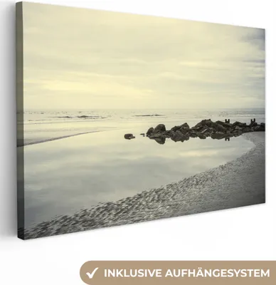 Produktbild von OneMillionCanvasses® - Leinwandbilder - 150x100 cm, Strand - Meer - Stein, Wandbilder Kunstdruck Wanddekoration