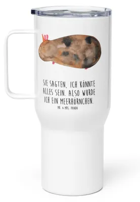 Produktbild von Mr. & Mrs. Panda To-Go-Becher Einhorn Meerschweinchen - Weiß - Geschenk, Teebecher, Edelstahl Tasse, thermosbecher, Einhörner, Unicorn, Kaffee-to-go-Becher, Meerschwein