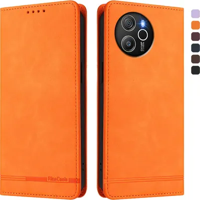 Image de Etui pour Blackview Shark 8 / Oscal Tiger 12, étui rétro en cuirPolyuréthaneavec support et fentes pour cartes Orange