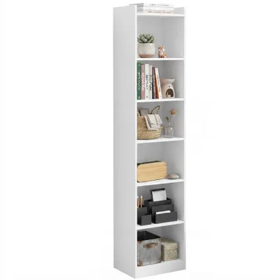 Produktbild von Weißes Standregal für Bücher, hohe Regalböden, skandinavischer Pfosten, Loft-Schrank