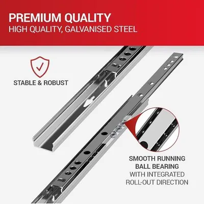 Imagen del producto de Juego de rieles deslizantes telescópicos, de 4 piezas, 310 mm, 17 mm, para cajones con ranura, aptos para cargas pesadas, divisibles, fáciles de instalar