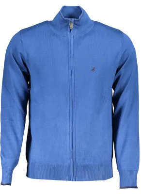 Produktbild von Elegante Herren-Strickjacke in Blau mit Stickerei und Reißverschluss