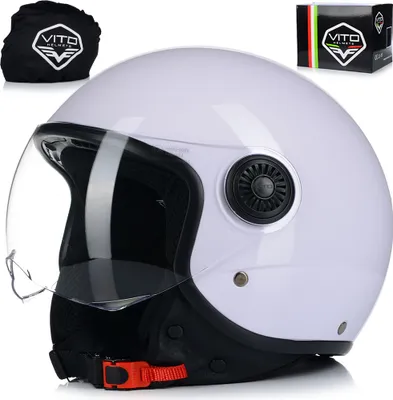 Produktbild von Jet Helm Mopedhelm | VITO LORETO | Herren und Damen | Jethelm mit Visier | ECE 22.06  | Motorradhelm | XS (53-54cm)