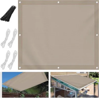 Produktbild von Famanu Sonnensegel 2 x 3 m - UV-Schutz - Balkon, Terrasse, Garten - Kaki