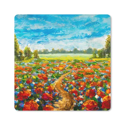 Produktbild von MuchoWow® Mauspad Mousepad Malerei - Ölfarbe - Blumen - Natur 20x20 cm - Mousepads - Maus Mat - Pad - Mausunterlage - Desk Mat - Bureauartikeln