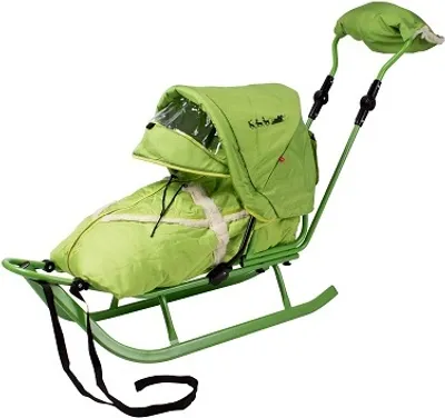Produktbild von DeLux Schlitten silber-grün incl. Verdeck, Handschuh NEU