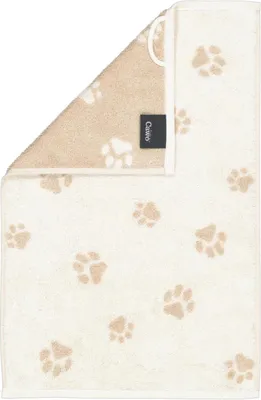 Produktbild von Cawö Gästetuch We love Dogs Pfoten Paws Natur Beige (30x50cm)