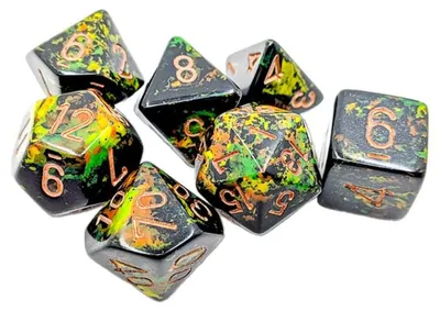 Produktbild von Chessex Würfelset Deep Forest/gold Polyhedral 7 Stück