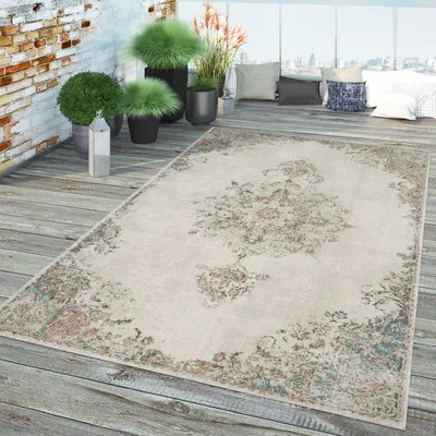 Produktbild von TT Home In-& Outdoor Teppich Küche Wohnzimmer Wetterfest Balkon Vintage Design Abstrakt Größe 60x100 cm