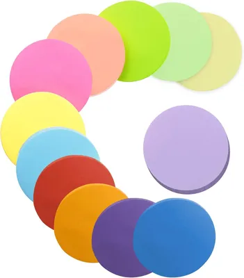 Zdjęcie produktu dla Samoprzylepne notatki 12 kolorów, okrągłe bloczki, 600 kartek, 60x60 mm, do biura