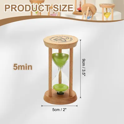 Produktbild von 5 Minuten Sanduhr 1 Stš¹ck Holzsanduhr Hochwertige Glas Sanduhr Fš¹r Wohnzimmer Zuhause Bš¹ro Restaurant Deko Grš¹n