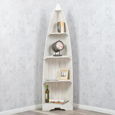 Produktbild von Massivholz Bootsregal / Bücherregal BALI ca. 200cm Antique White