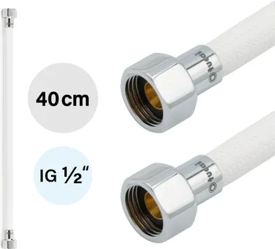 Produktbild von Flexschlauch DN8 IG/IG 1/2" -400mm Weiss Verchromt