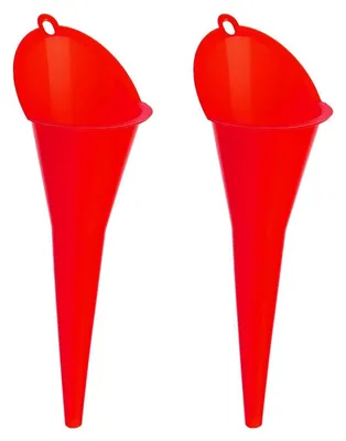 Zdjęcie produktu dla 2 sztuki lejków do oleju, plastikowe, czerwone, z długą wylewką