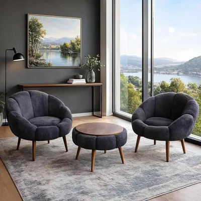 Obrázok produktu pre Hanah Home, elegantná sada krčíka a konferenčného stolíka (3 kusy) – antracitová farba, 100% melamín