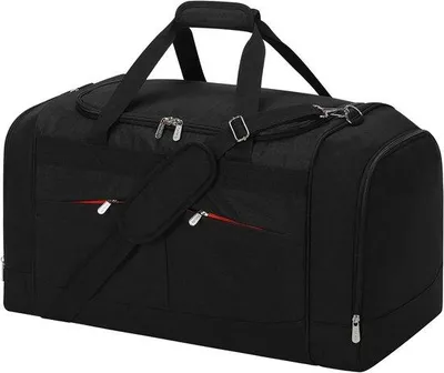 Produktbild von Sporttas für Herren, große Reisetasche mit hartem Boden und Schuhfach, schwarz, 60x33x35 cm, ideal für Sport und Reisen
