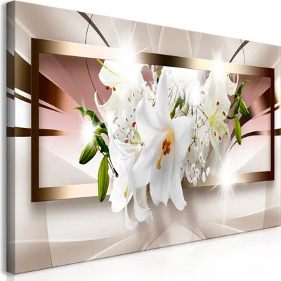 Produktbild von Wandbild Mega XXXL Blumen Lilien 250x125 cm Einteiliger XXL-Format Kunstdruck zur Selbstmontage Leinwandbilder moderne Bilder DIY Wanddekoration Wohnung Deko Abstrakt b-A-0364-ak-e