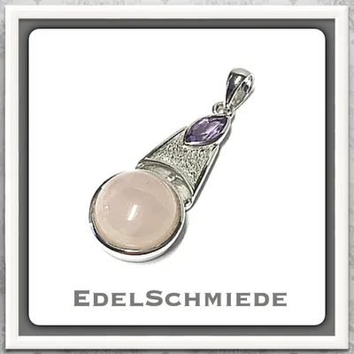 Produktbild von Edelschmiede925 Kettenanhänger in 925 Silber Rosenquarz + Amethyst