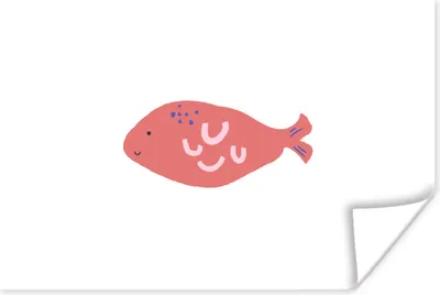 Produktbild von MuchoWow® Poster Fisch - Rosa - Pastell 60x40 cm - Schlafzimmerdekoration