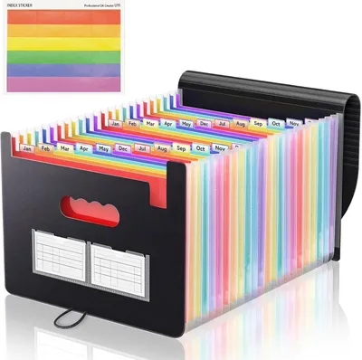 Imagen del producto de Organizador de documentos A4 con 25 compartimentos, ampliable, para facturas y documentos, ideal para organizar la oficina