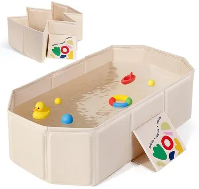 Produktbild von Schnelleinkauf - Faltbares Babybad für Neugeborene und Poopers - Tragbare Reisewanne mit Dreiecks-Diagonal-Shaft - Faltbar bis 0,1m3 - Weiß