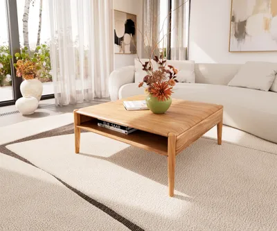 Produktbild von DELIFE Couchtisch Simcha 90x90 cm Akazie Natur 1 Fach