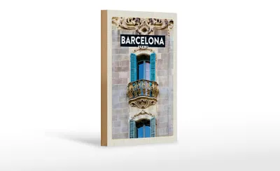 Produktbild von Holzschild Reise 12x18 cm Barcelona Spanien Balkon Trip Dekoration