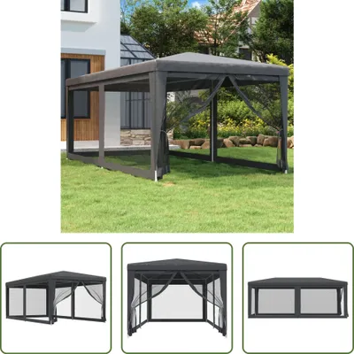 Obrázek produktu pro Párty stan The Living Store s 6 bočními stěnami z síťoviny antracitový 3x6 m HDPE