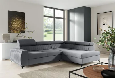 Produktbild von Ecksofa Schlafsofa Sofa TORONTO Stoff Element Grau Ottomane Rechts