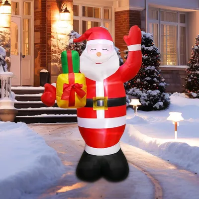 Produktbild von 150cm Aufblasbarer Weihnachtsmann aus Polyester,Blow Up Xmas Aufblasbar Weihnachtsdeko mit Build in LEDs,Wasserdichter für Outdoor,Draußen,Hof,Garten