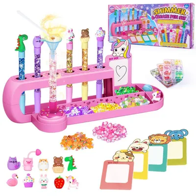 Productafbeelding van Set om zelf pennen te maken voor kinderen, knutselatelier met meer dan 70 accessoires, creatieve knutselset voor kinderen vanaf 6 jaar