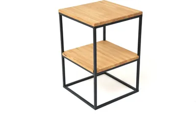 Obrázek produktu pro Beistelltisch >3034< in Eiche Massiv, Matall schwarz - 40x40cm (BxH)