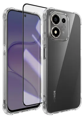 Immagine prodotto di Custodia in silicone morbido da 2 mm per Honor 600 Smart, con vetro temperato protettivo HD, trasparente