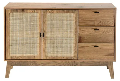 Immagine prodotto di Calicosy - Buffet 2 porte e 3 cassetti con ante in rattan L120 cm - ALIA