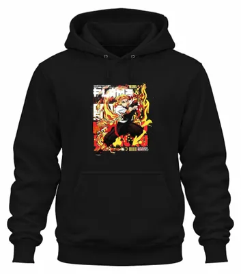 Productafbeelding van Kyojuro Rengoku, Flammen Hashira, Kimetsu no Yaiba, Anime, Geschenk, Uni, Hoodie, Zwart, Maat L