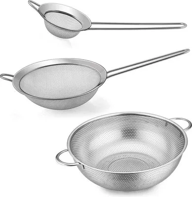Produktbild von Famanu Küchensieb Set - feines Netz, mit Griff, 3-teilig