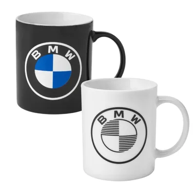 Produktbild von BMW Kaffeetassen Set 2-teilig – Original Porzellan Tassen 300ml für Kaffee Tee – Dunkelblau & Weiß/Schwarz mit BMW Logo – Spülmaschinengeeignet