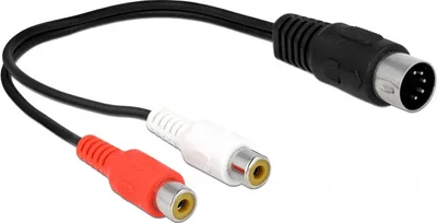Produktbild von DeLOCK 85835, DIN (5-pin), Männlich, 2 x RCA, Weiblich, 0,2 m, Schwarz