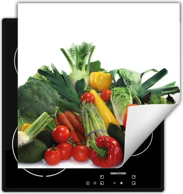 Image de DarHaus Plaque de recouvrement pour cuisinière 60x52 cm Tapis antidérapant Enroulable, Légumes