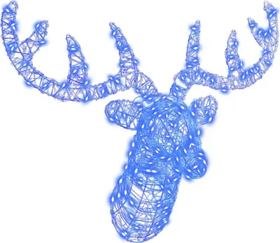 Produktbild von Rentierkopf mit 140 LEDs Blau 68 x 36,5 x 62,5 cm Acryl
