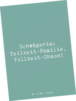 Produktbild von Mr. & Mrs. Panda Grußkarte Spruch Schwägerin Chaos - Meeresbrise - Geschenk, Geburtstage, Liebe, Persönliche Geschenke, Postkarten, Familiengeschenke, Schwägerschaft