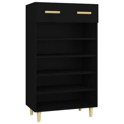 Image de vidaXL Armoire à chaussures noire 60x35x105 cm Bois composite
