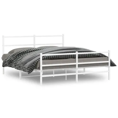 Immagine prodotto di vidaXL Struttura letto con testiera e pediera in metallo bianco 150x200 cm