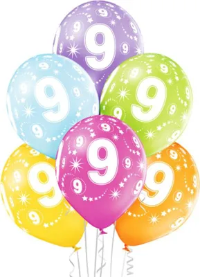 Produktbild von Luftballon Ø30cm Geburtstag #9 | 6 Stk. Bunt