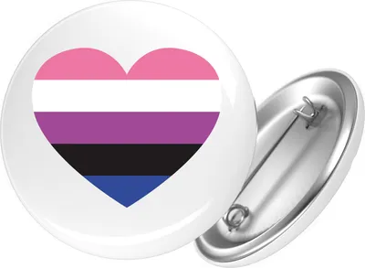 Produktbild von Huuraa Button Genderfluid Pride Flagge LGBTQ Herz 25mm rund mit Sicherheitsnadel Ansteckbutton Geschenkidee