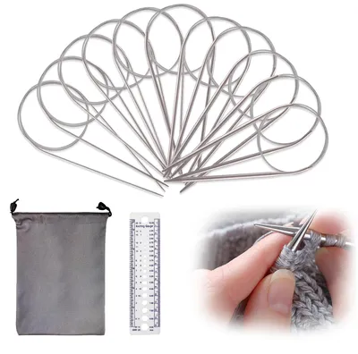 Rundstricknadeln-Set 80 cm, 11 Größen, Metall