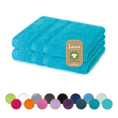 Produktbild von Lavea® Seiftuch 2er Set 30x30 cm, Waschlappen, 100% Baumwolle, Gästehandtücher, saugstark, waschbar, strapazierfähig, Frottierserie Bali - Türkis