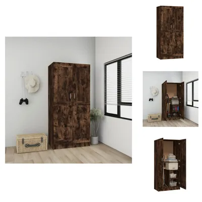 Productafbeelding van vidaXL Garderobekast, gerookt eikenfineer, 82,5 x 51,5 x 180 cm, houtvezel - Garderobekasten